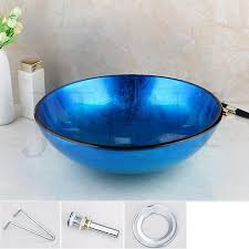 Jieni Blue Bathroom Vessel Sink Hand