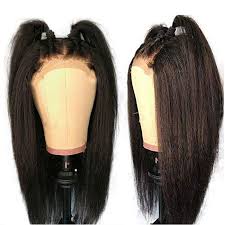Pre Plucked 13x6 Lace Front Wig Kinky Straight Human Hair For Women Black Color Brazilian Remy Hair Natural Hairline
