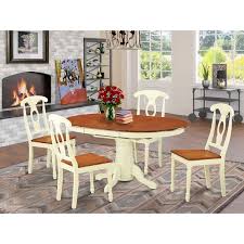 You've found vermont's high quality wooden extension tables, solid top tables, dining chairs, china cabinets, buffets, hunt boards and hutches at the lowest prices available. Kenl5 Whi W 5 Pc Dining Room Set Oval Dining Table And 4 Dining Chairs Buttermilk And Cherry Finish On Sale Overstock 10296451