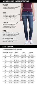 size charts women jeans high rise
