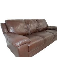 macy s brown leather three cushion sofa