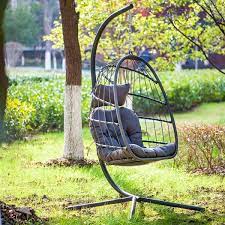 Black Wicker Aluminum Patio Swing Chair