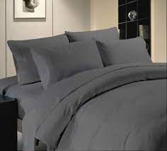 Pure Cotton Grey Solid Bed Sheet Set