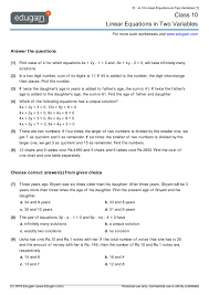 Grade 10 Linear Equations In Two