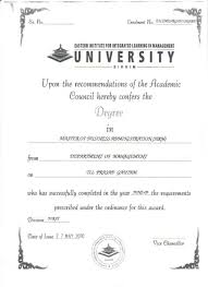 Master Degree Certificate Sample Copy Graduate Form First