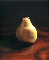 Still Life Painting Pear On Wood In