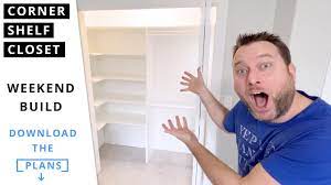 how to build a corner shelf closet in