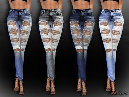 high waisted realistic ripped jeans
