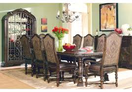 Glass dining table and 2/4 chairs faux distressed leather cross legs kitchen set. Lacks Valencia 9 Pc Dining Set