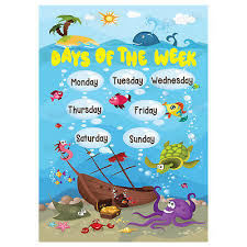 Days Of The Week Poster Wall Chart Educational Children Kids
