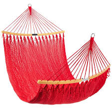 Best Choice S 2 Person Woven Polyester Outdoor Caribbean Hammock W Curved Bamboo Spreader Bar Ruby Red