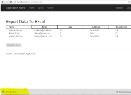 export data in excel file with asp net