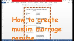 But writing a m arriage biodata , you keep postponing it, not sure if you have the qualities a potential partner will find attractive. Muslim Marriage Resume How To Create Muslim Marriage Resume Biodata For Marriage Contant In Resume Youtube