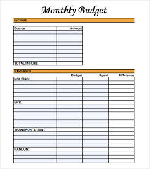 Sample Monthly Budget 9 Documents In Pdf Word