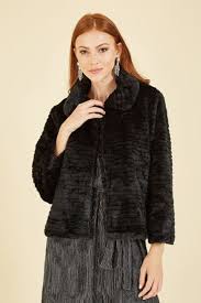 Buy Mela Black Faux Fur Short Jacket