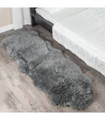 2 pelt dover grey sheep fur rug double