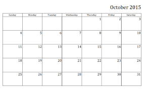 Printable Calendar For October 2015 Printable Calendar Birthday