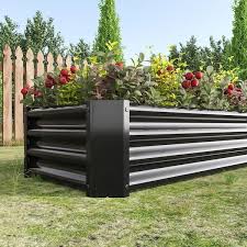 4 Ft X 2 Ft X 1 Ft Black Metal Rectangle Raised Garden Bed For Flowers Plants Vegetables Herb