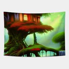 Tree House Tapestry Teepublic