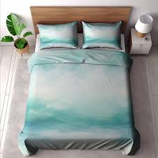 Seafoam Green Ombre Printed Bedding Set