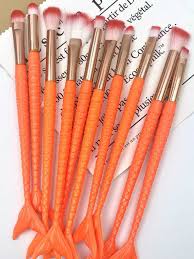 10pcs set orange mermaid makeup brushes