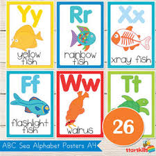 Sea Theme Alphabet Classroom Posters A4 Us Letter By Starskills