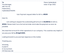 outstanding payment request letters to