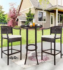 Outdoor Bar Chair Table Set With