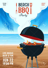 Beach Barbecue Party Invitation Summer Bbq Party Flyer Grill
