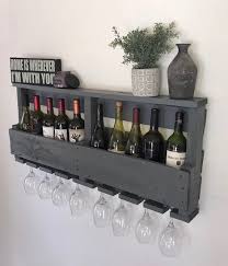 Aged Grey Rustic Wooden Wall Mount Wine