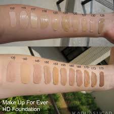 makeup forever hd foundation swatches