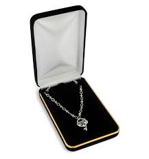 necklace box black velvet with gold trim
