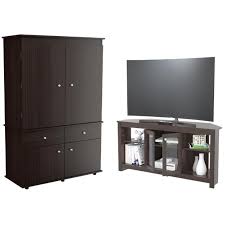Corner Tv Stand 2 Drawer 4 Shelf Armoire