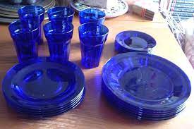 Cobalt Blue Glass Dishes Morning