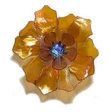 Marigold Fused Glass Flower Wall Art