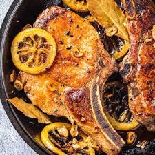 pork chops with bay and lemon the