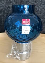 vintage viking glass blue glass lamp