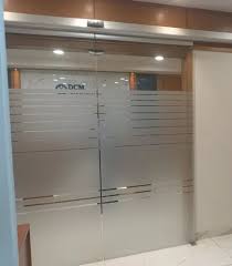 Silver Automatic Glass Sliding Door