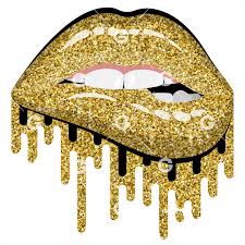 gold glitter drip lips svg svged