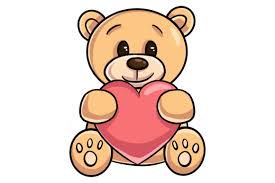 valentine cute teddy bear and heart art