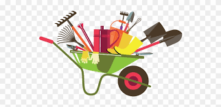 joe wheelbarrow and garden tools