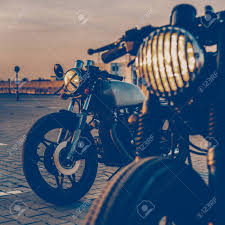 Vintage Custom Motorcycle Cafe Racer Motorbike With Lamp Lights