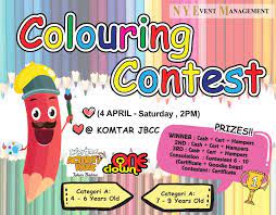 Winners outside of the usa will receive $50usd cash prize paid via paypal in lieu of prize package. Kids Coloring Contest Komtar Jbcc Ticket2u