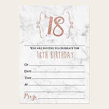 Birthday Party Invitations Marble Rose Gold Typography Pack Of