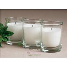 Clear Round Glass Votive With White Wax