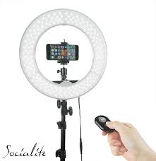 Socialite 12 Led Dimmable Photo Video Ring Light Kit Incl Professional Social Media Photography Studio Light 6ft Stand Remote Heavy Duty Mount For Dslr Camera Fits Iphone 6s Android Smartphones