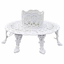 White Lacquered Cast Iron Tree Bench