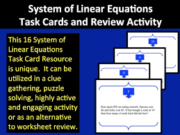 System Of Linear Equations Task Cards