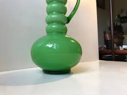 scandinavian green glass jug vase from
