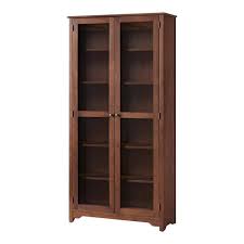 Walnut Bookcase With Glass Doors